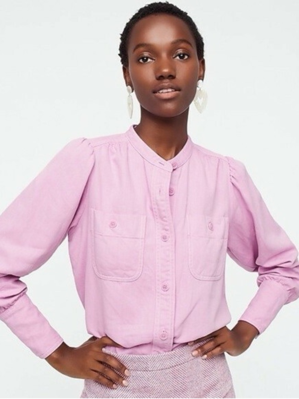 Point Sur Pink Button-Front Blouse Sz M